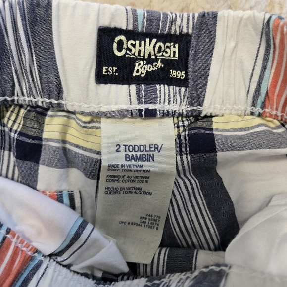 OshKosh B'gosh 2T Plaid Kids Shorts - Blue, Orange, Yellow - Picture 2 of 3